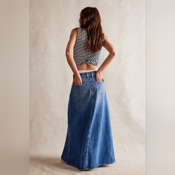 We The Free Come As You Are Denim Jean Maxi Skirt NWT - Picture 13 of 16